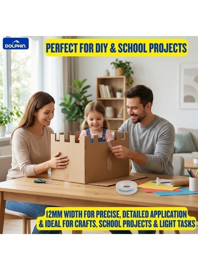 دولفين شريط لاصق شفاف فائق الوضوح دولفين عرض 12 مم × طول 36 ياردة، عبوة 6 لفات، مناسب للمدرسة والمكتب والمنزل - Image 3