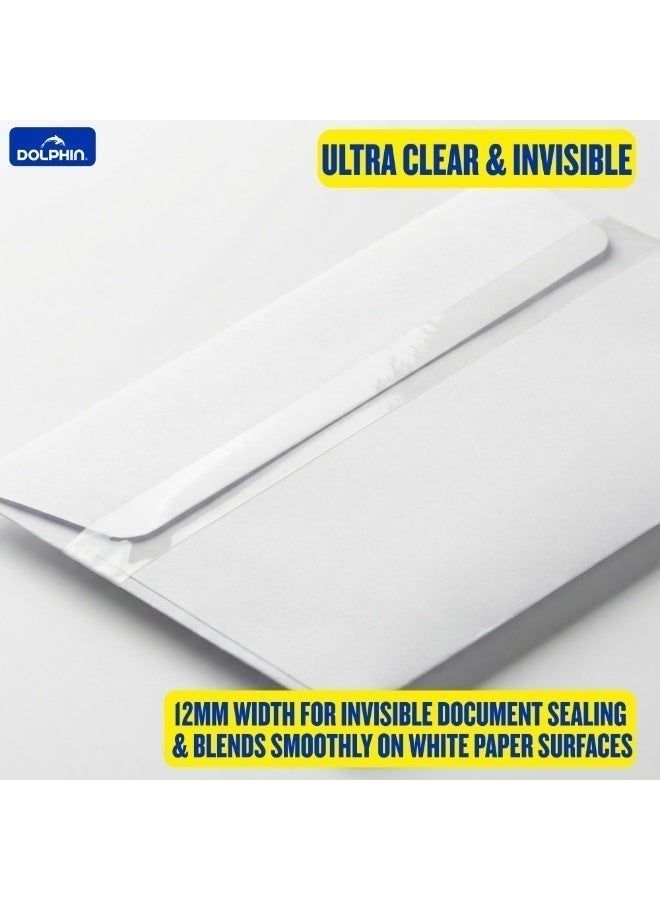 دولفين شريط لاصق شفاف فائق الوضوح دولفين عرض 12 مم × طول 36 ياردة، عبوة 6 لفات، مناسب للمدرسة والمكتب والمنزل - Image 5