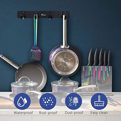 Anjuer Wall Coat Rack Coat Hooks Wall Mounted Aluminum Alloy Hook Rack for Clothes (4 Hooks Black) - Image 3