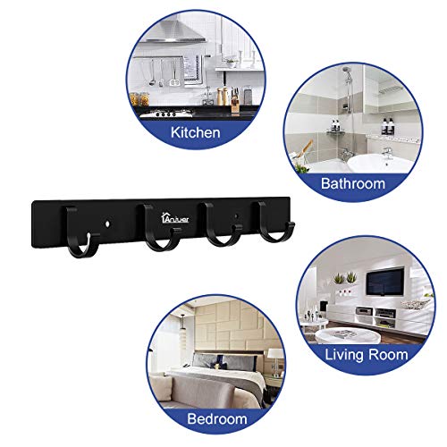Anjuer Wall Coat Rack Coat Hooks Wall Mounted Aluminum Alloy Hook Rack for Clothes (4 Hooks Black) - Image 5