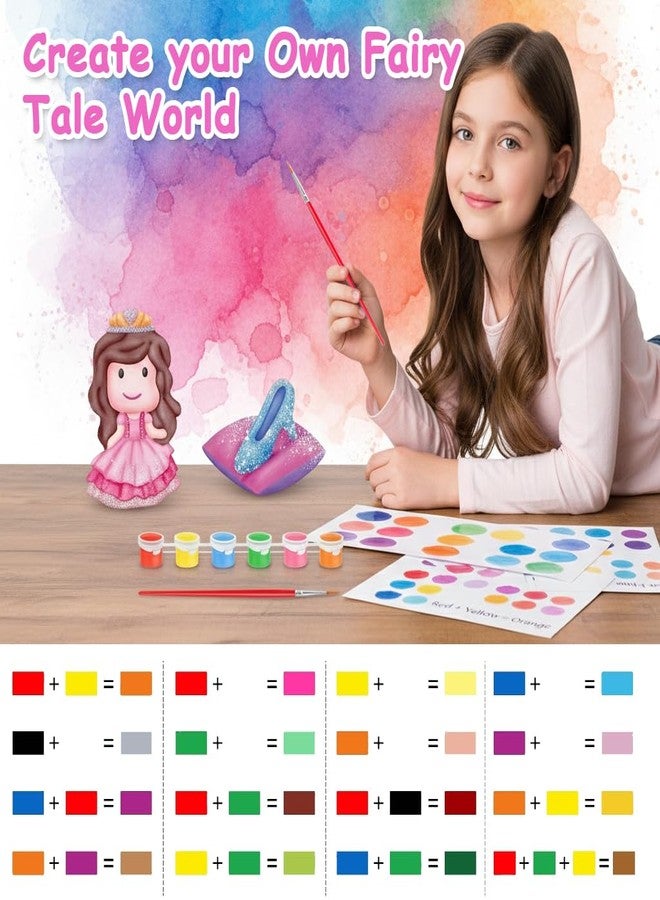 PATPAT® DIY Mould & Paint Craft Kit Princess Theme Fridge Magnet DIY Craft Kits for 3+ Years Plaster Figurine Set with Pigments Palette & Mold Painting Art & Craft Set Creative Toys Girls Gift Items - Image 4