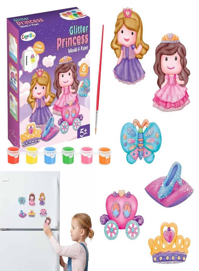 PATPAT® DIY Mould & Paint Craft Kit Princess Theme Fridge Magnet DIY Craft Kits for 3+ Years Plaster Figurine Set with Pigments Palette & Mold Painting Art & Craft Set Creative Toys Girls Gift Items - Image 1