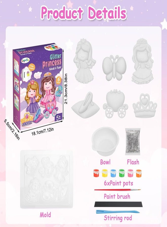 PATPAT® DIY Mould & Paint Craft Kit Princess Theme Fridge Magnet DIY Craft Kits for 3+ Years Plaster Figurine Set with Pigments Palette & Mold Painting Art & Craft Set Creative Toys Girls Gift Items - Image 2