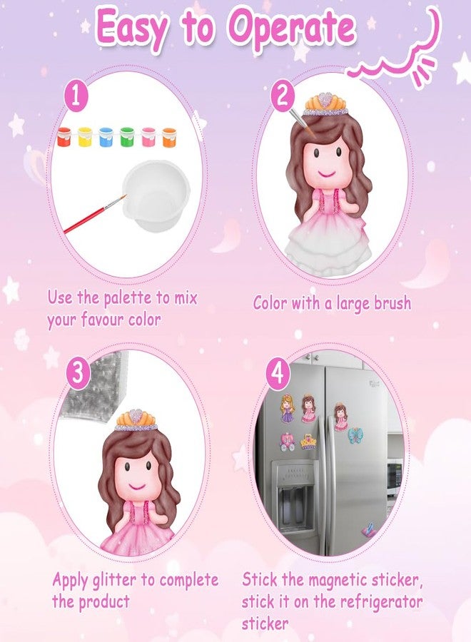 PATPAT® DIY Mould & Paint Craft Kit Princess Theme Fridge Magnet DIY Craft Kits for 3+ Years Plaster Figurine Set with Pigments Palette & Mold Painting Art & Craft Set Creative Toys Girls Gift Items - Image 3