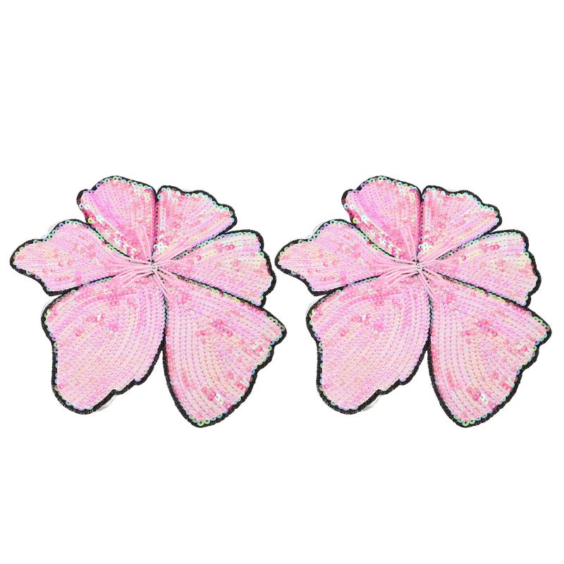 Sparkling Sequin Flower Embroidered Applique Patches 2pcs for Clothing Hats Bags Handmade Floral Sewing Decoration - Image 2