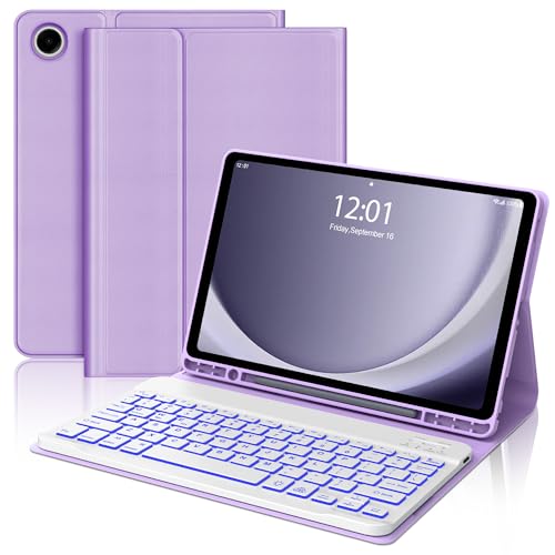 SENGBIRCH Keyboard for Samsung Galaxy Tab A9+ Plus 11 Inch 2023 Protector Case with Backlit Key Board, for Samsung Tablet Keyboard A9Plus Folio with Pen Holder, Wireless Keypad with Colors Backlight, Purple - Image 1