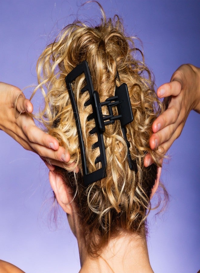 غيمي مشابك شعر مستطيلة كبيرة الحجم من جيمي بيوتي - مشابك شعر بلمسة نهائية مخملية لجميع أنواع الشعر - إكسسوار يومي مانع للانزلاق وثابت - طقم مشابك شعر نسائية - أسود - Image 5
