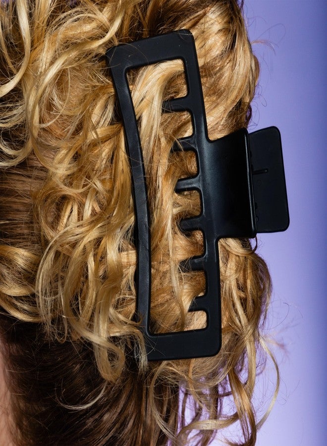 غيمي مشابك شعر مستطيلة كبيرة الحجم من جيمي بيوتي - مشابك شعر بلمسة نهائية مخملية لجميع أنواع الشعر - إكسسوار يومي مانع للانزلاق وثابت - طقم مشابك شعر نسائية - أسود - Image 2