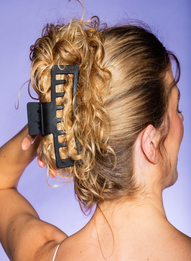 غيمي مشابك شعر مستطيلة كبيرة الحجم من جيمي بيوتي - مشابك شعر بلمسة نهائية مخملية لجميع أنواع الشعر - إكسسوار يومي مانع للانزلاق وثابت - طقم مشابك شعر نسائية - أسود - Image 4