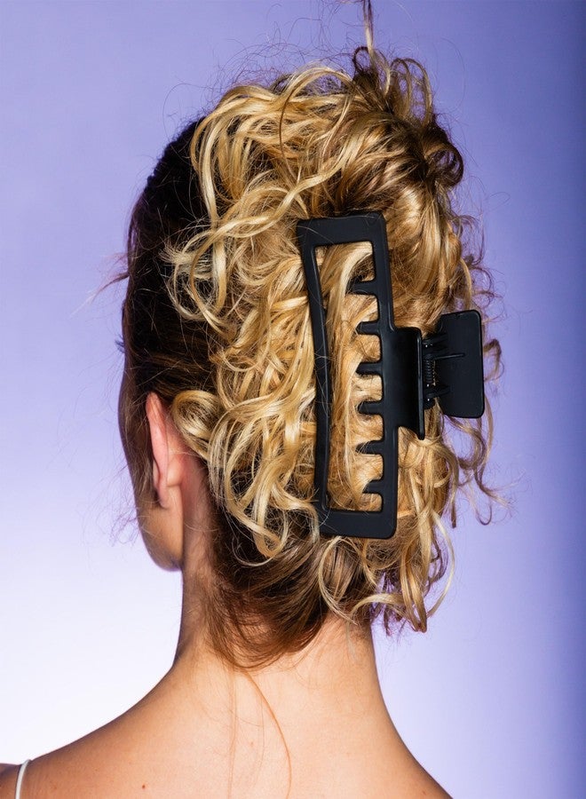 غيمي مشابك شعر مستطيلة كبيرة الحجم من جيمي بيوتي - مشابك شعر بلمسة نهائية مخملية لجميع أنواع الشعر - إكسسوار يومي مانع للانزلاق وثابت - طقم مشابك شعر نسائية - أسود - Image 3