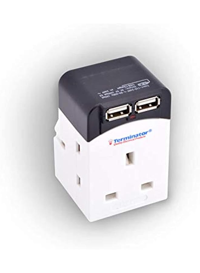 Terminator Terminator Multi Adaptor 3 Way Socket With 2000mA 2USB Sockets 13A Plug  - Image 1