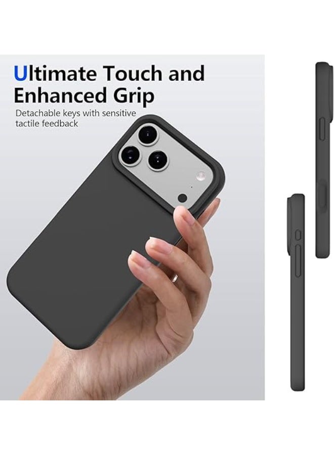 Compatible with iPhone 17 Pro Case Slim Liquid Silicone 4 Layers Full Covered Soft Gel Rubber Shockproof Cover, Protective Phone Case for iPhone 17 Pro (Dark Gray) - Image 2