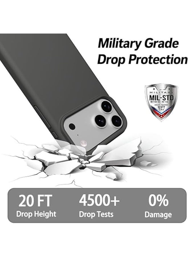 Compatible with iPhone 17 Pro Case Slim Liquid Silicone 4 Layers Full Covered Soft Gel Rubber Shockproof Cover, Protective Phone Case for iPhone 17 Pro (Dark Gray) - Image 5