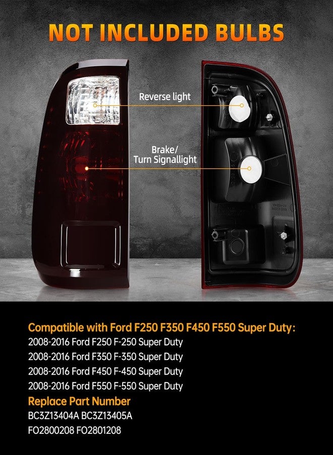 OKLPF مصباح خلفي LED من OKLPF متوافق مع سيارات فورد FF250 وF350 وF450 وF550 سوبر ديوتي موديلات 2008-2016، بديل لـ BC3Z13404A وFO2801208، بديل لمجموعة مصابيح الفرامل الخلفية LED السوداء، جهة السائق والراكب - Image 2