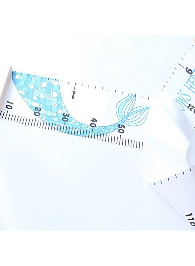 Miaro Kids Growth Chart Wood Frame Fabric Canvas Height Measurement Ruler From Baby To Adult For Child'S Room Decoration 7.9 X 79In (7.9 X 79In Blue Mermaid) - Image 3