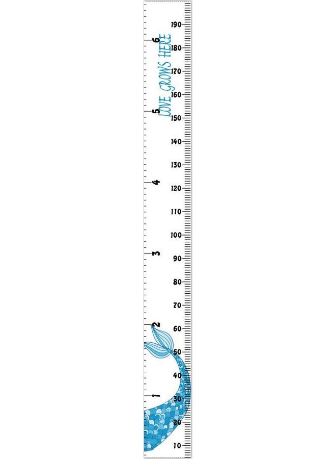 Miaro Kids Growth Chart Wood Frame Fabric Canvas Height Measurement Ruler From Baby To Adult For Child'S Room Decoration 7.9 X 79In (7.9 X 79In Blue Mermaid) - Image 5