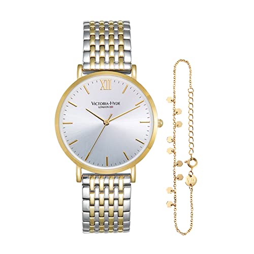 VICTORIA HYDE Two Tone Watches for Women Silver and Gold Womens Watch for Large Wrist Stainless Steel Ladies Watches Set with Bracelet - Image 1