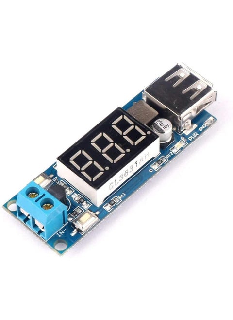 DC-DC Step Down Buck Converter 2A USB With Voltmeter (4.5-40Vdc to Fixed Output 5V)