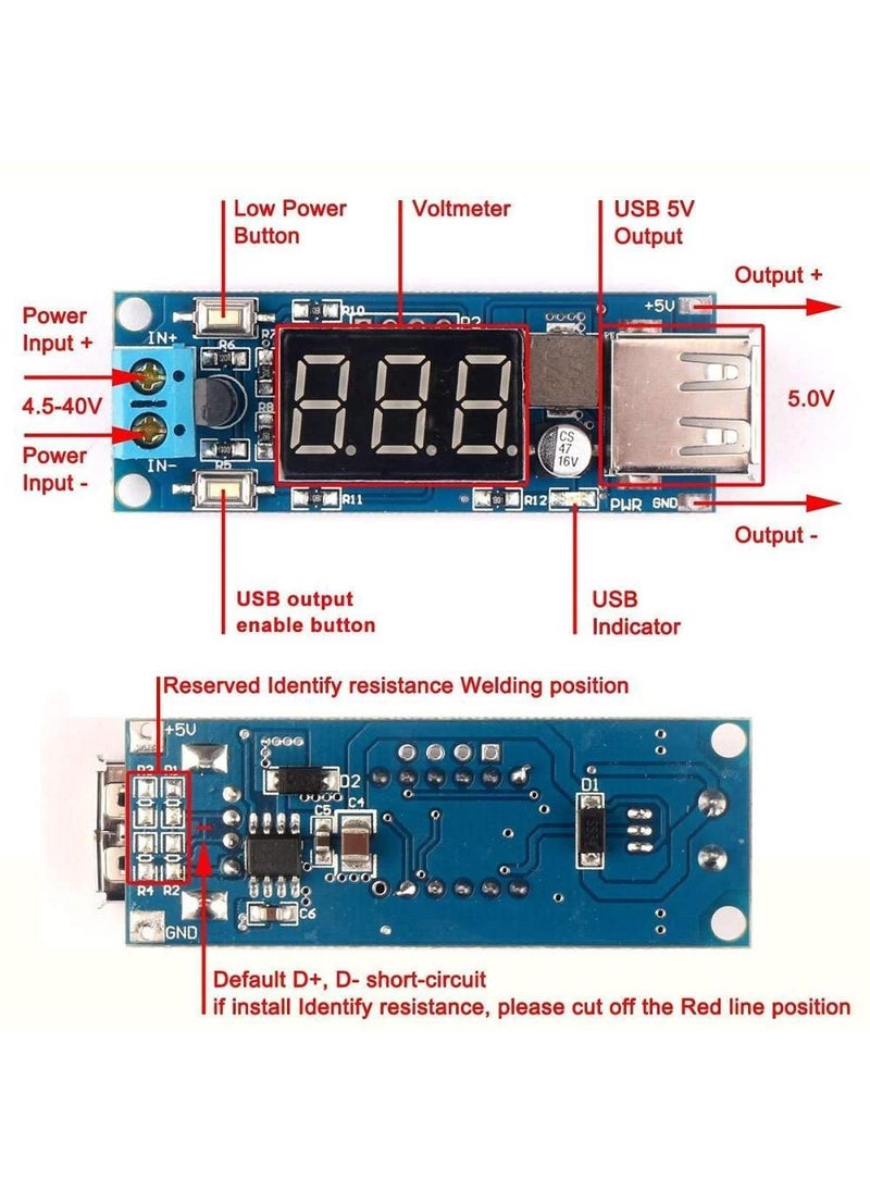 Generic - DC-DC Step Down Buck Converter 2A USB With Voltmeter (4.5-40Vdc to Fixed Output 5V) - Image 1