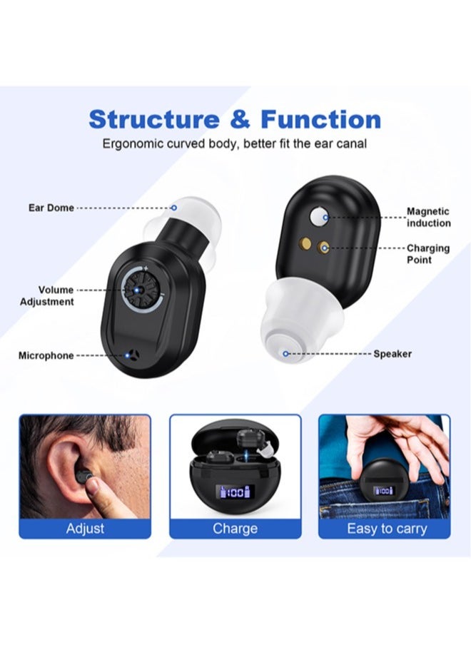 chiteng Rechargeable Hearing Aids For Seniors with Noise Cancelling and Volume Control,Hearing Amplifier for Adults Hearing Loss,In Ear Digital Hearing Aids With Charging Case  - Image 3