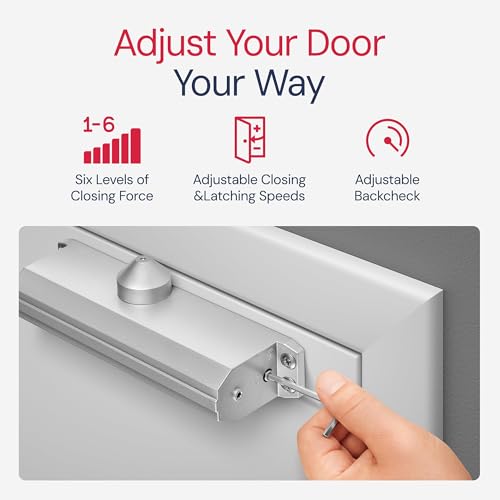 Lawrence Medium/Heavy Duty Door Closer Commercial Grade 1 - Surface-Mounted Commercial Automatic Door Closer with Adjustable 6-Speed Control and 3 Valves - Embassy Series LH5016 - Image 3