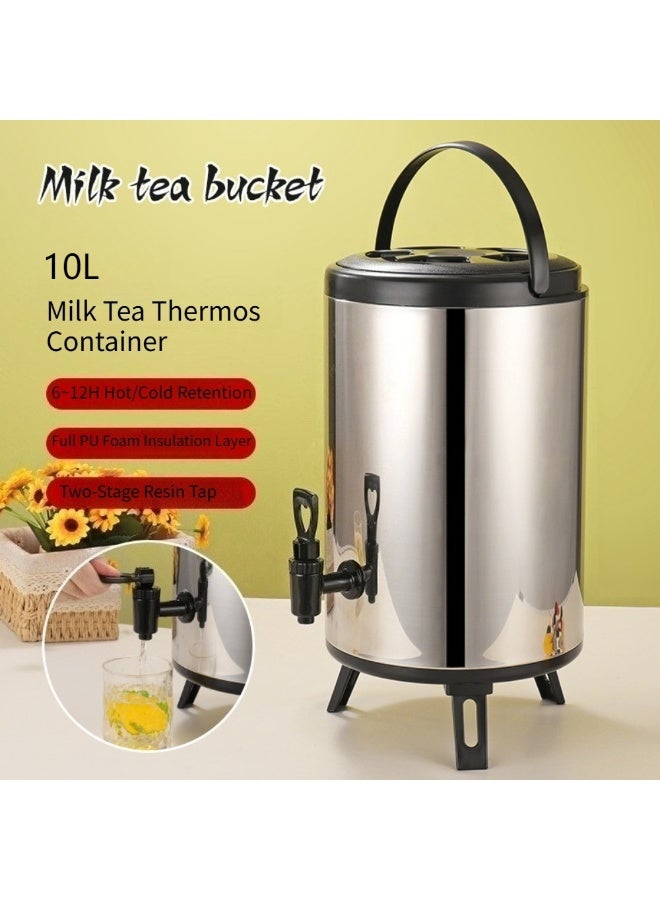 ✨ وعاء مشروبات عازل سعة ١٠ لتر ✨ دلو مشروبات من الفولاذ المقاوم للصدأ للاستخدام التجاري والمنزلي | يحافظ على درجة الحرارة ١٢ ساعة للبارد والساخن | صنبور مضاد للتسرب - Image 1
