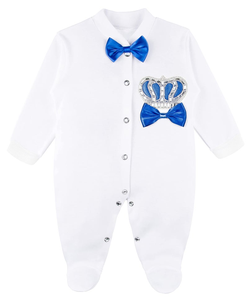Lilax Baby Boy Jewels Crown Tuxedo Outfit Layette 5 Piece Gift Set 0-3 Months Royal Blue - Image 3