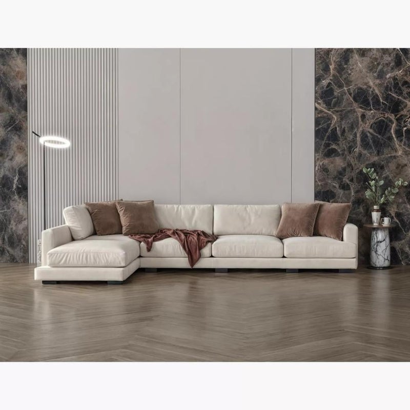 Betak Swedish wood and chenille corner sofa - beige - Image 2