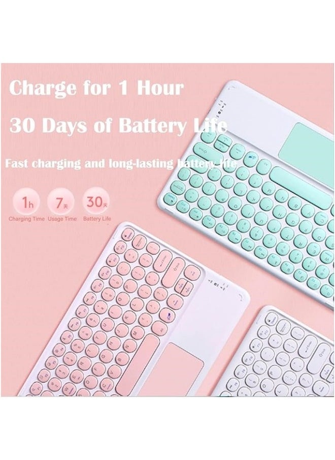 Touchpad Keyboard Case for Redmi Pad SE 11.0 Inch Tablet, Invisible Pen Slot,Keyboard Case Cover with Cute Round Key Detachable TouchPad Keyboard & Mouse