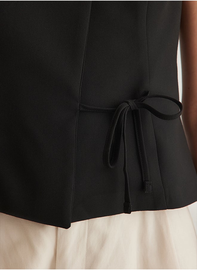 trendyol - Black Slim Tie Detail Waistcoat  TWOSS25YE00023 - Image 1