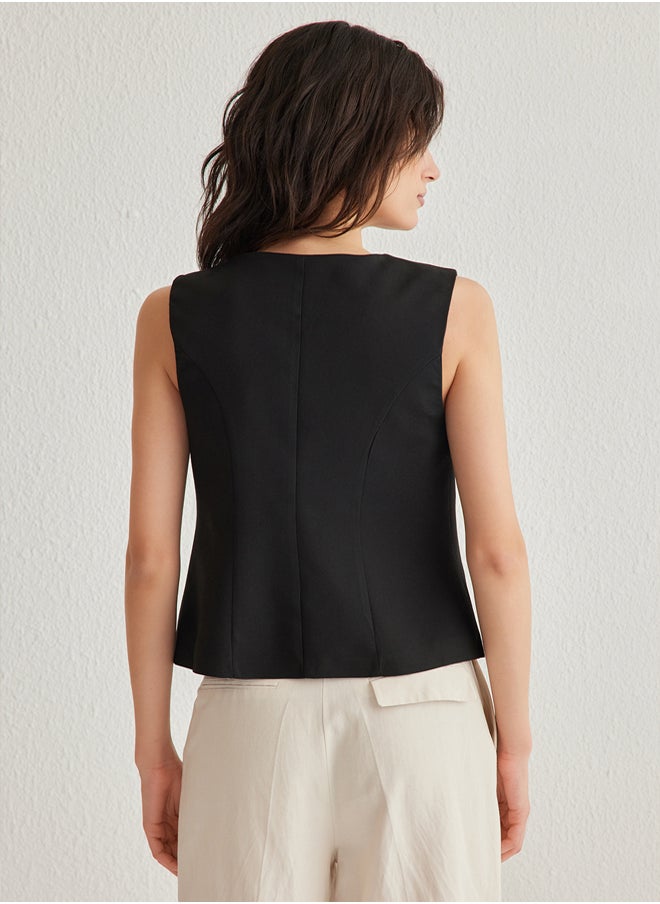 trendyol - Black Slim Tie Detail Waistcoat  TWOSS25YE00023 - Image 1