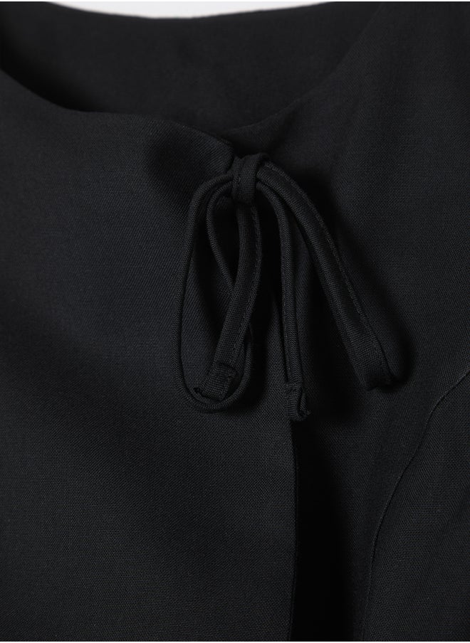 trendyol - Black Slim Tie Detail Waistcoat  TWOSS25YE00023 - Image 1