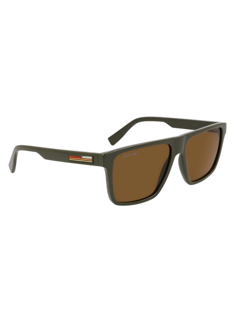 LACOSTE - FULL RIM BIO INJ-G820 MODIFIED RECTANGLE LACOSTE SUNS L6027S  5715 (275) KHAKI - Image 1