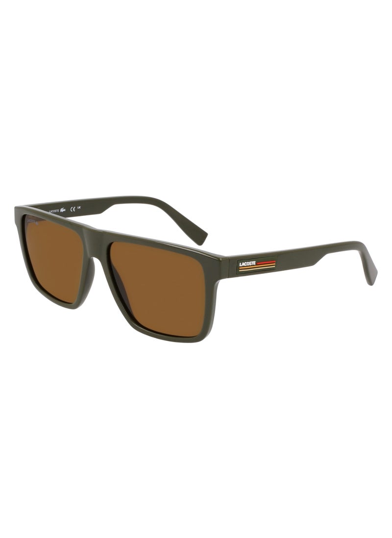 LACOSTE - FULL RIM BIO INJ-G820 MODIFIED RECTANGLE LACOSTE SUNS L6027S  5715 (275) KHAKI - Image 1