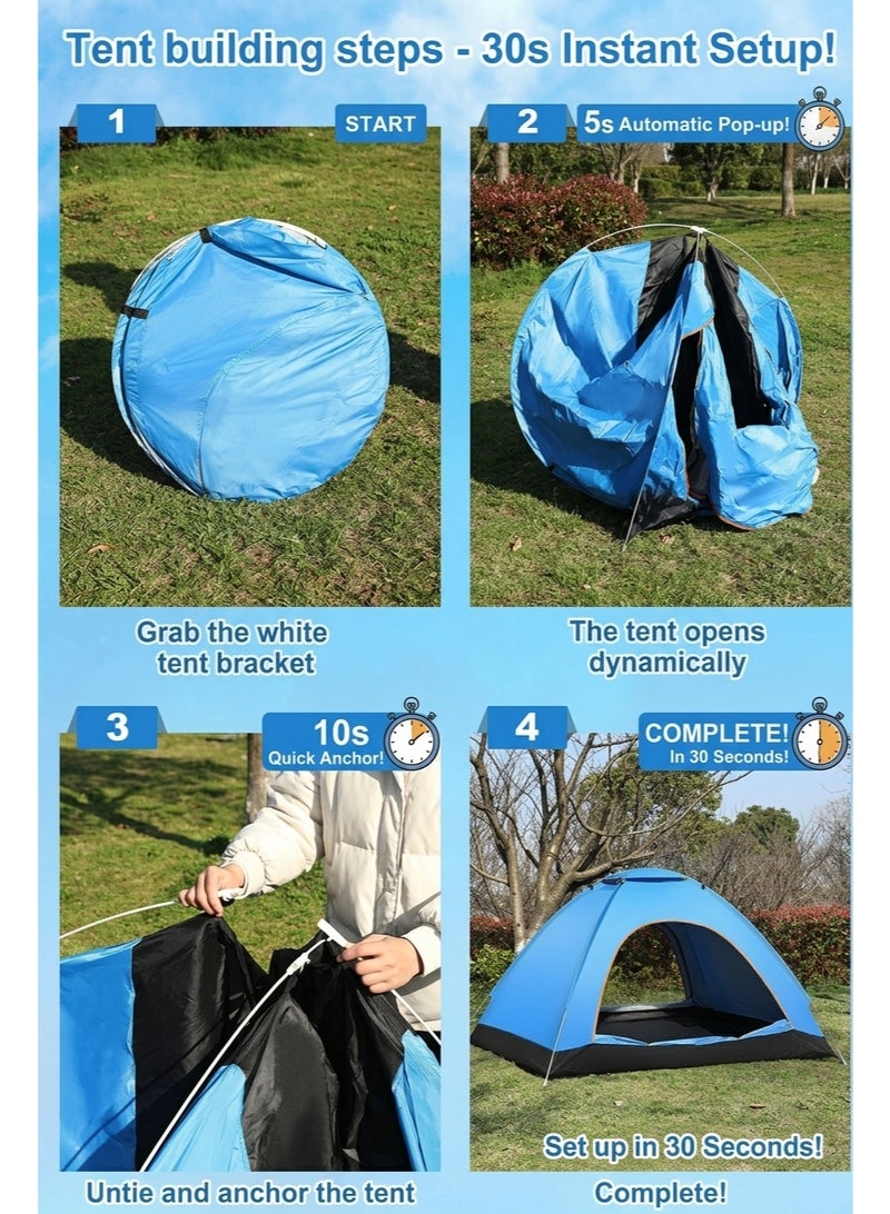 BLOOMING TIME 2-4 Person Instant Pop Up Camping Tent, 30-Second Quick Setup Lightweight Portable Tent with Mesh Ventilation for Family Camping, Beach, Desert, Hiking & Outdoor Travel - Image 2