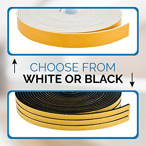 Dualplex High Density Foam Weather Stripping Door Seal Strip Insulation Tape Roll for Insulating Door Frame, Window, Air Conditioner | Self Adhesive Sealing Weatherstrip (White, 1/4 in 1/8 in 50 Ft) - Image 5