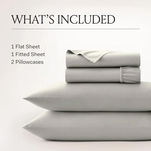BOLL & BRANCH Signature Hemmed Sheet Set - Queen, Stone - Luxury 100% Organic Cotton - Includes 1 Flat, 1 Fitted, 2 Pillowcases - Buttery Soft - Image 4
