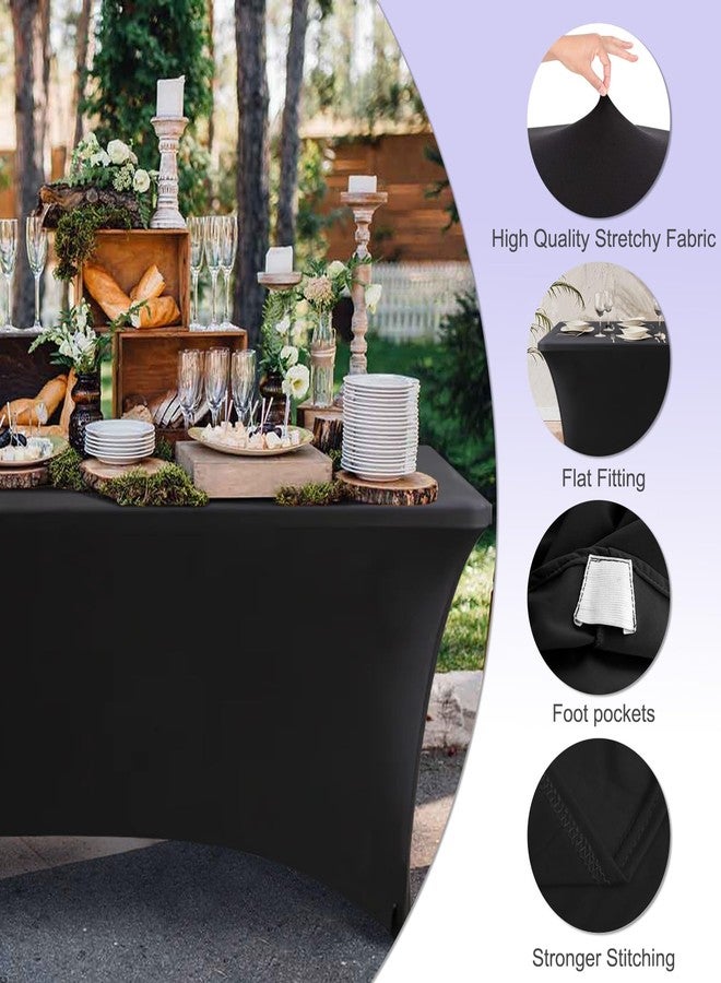 ABCCANOPY 2 Pack 8 ft Spandex Tablecloths Stretch Table Cover Rectangular Table Fitted Polyester Tablecover Table Toppers Black - Image 3