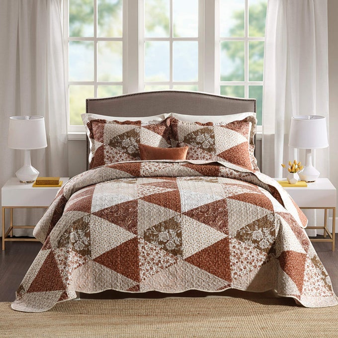 3PIECE QUEEN QUILT SETS WITH SHAMS OVERSIZED BEDDING BEDSPREAD REVERSIBLE COVERLET SET QUEEN SIZE