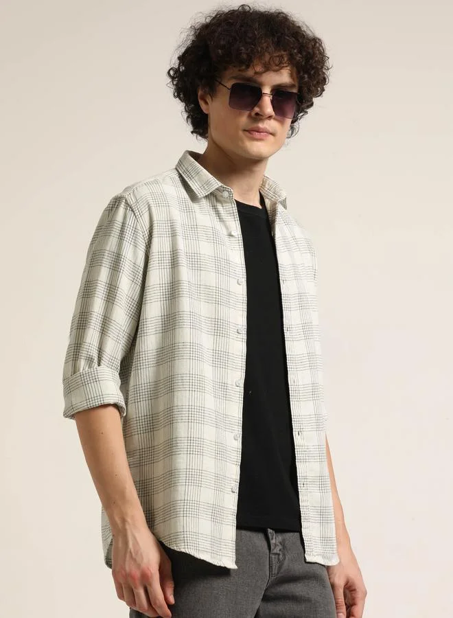 بوشيرت قميص مطبع بنمط مربعات