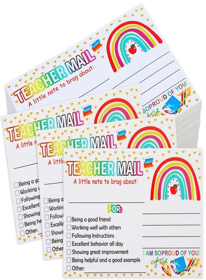 Nogeqi 100 Pcs Rainbow Teacher Mail,Teacher Notes to Incentives for Elementary Students,Classroom Supplies for Teachers Elementary,Classroom Incentives Card for Teachers to Kindergarten Primary School - Image 1