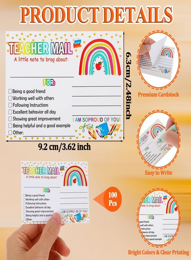 Nogeqi 100 Pcs Rainbow Teacher Mail,Teacher Notes to Incentives for Elementary Students,Classroom Supplies for Teachers Elementary,Classroom Incentives Card for Teachers to Kindergarten Primary School - Image 3