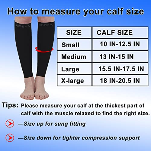BSERA Calf Compression Sleeve Women, 2 Pairs 15-20mmHg Calf Support Footless Compression Socks Stockings for Shin Splints, Varicose Veins, Recovery (Black, Small) - Image 2