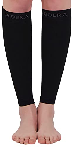 BSERA Calf Compression Sleeve Women, 2 Pairs 15-20mmHg Calf Support Footless Compression Socks Stockings for Shin Splints, Varicose Veins, Recovery (Black, Small) - Image 3