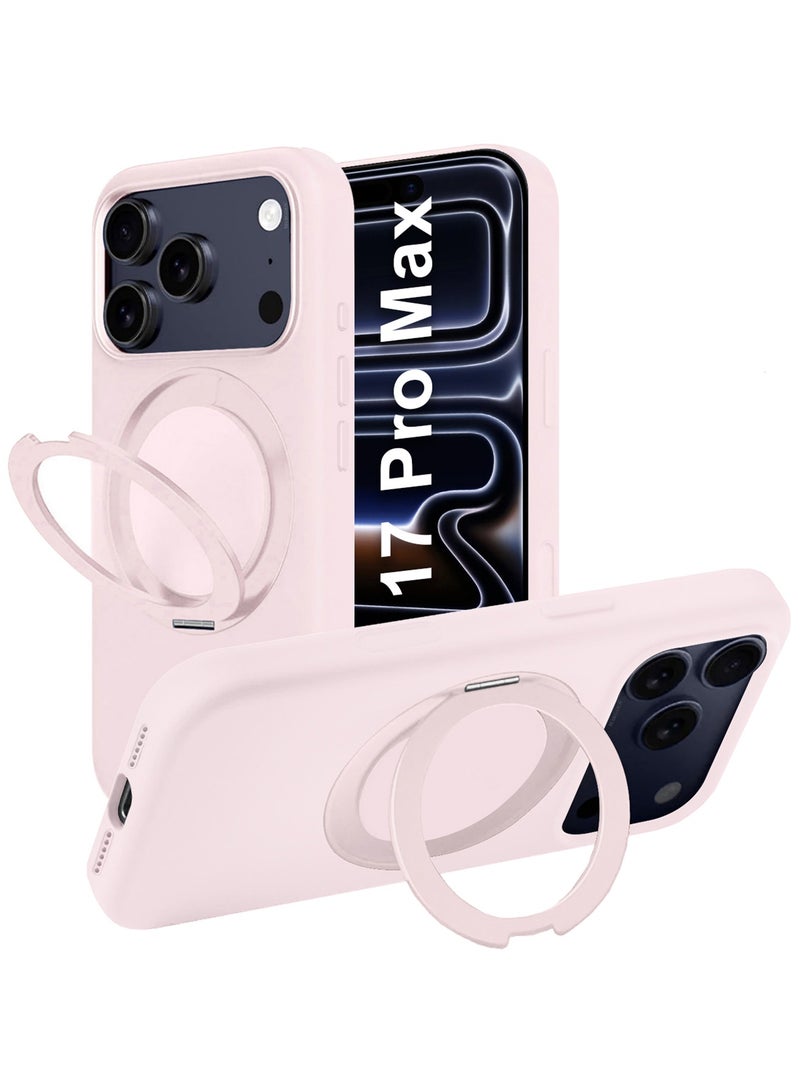 CATANES Magsafe Case for iPhone 17 Pro Max with 360° Spin Magnetic Stand Holder Soft Liquid Silicone Cozy Grip Full Camera Protection Non-Slip Phone Cover - Image 1