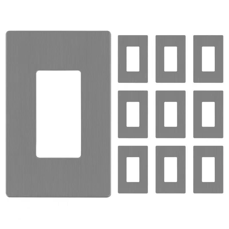 LIDER Decorator Switch Cover Screwless Wall Plate MidSize 1Gang 488 x 311 LSWP31MBGY10P UL Listed Thermoplastic Brushed Gray 10Pack - Image 1