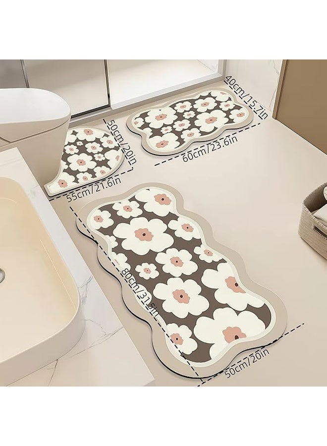 Berma Baby مجموعة من 3 قطع من سجادات الحمام - سجادة حمام سريعة الجفاف فائقة الامتصاص للحمام سجاد حمام من التراب الدياتومي مع ظهر مطاطي سجاد حمام غير قابل للانزلاق لأرضية الدش - Image 2
