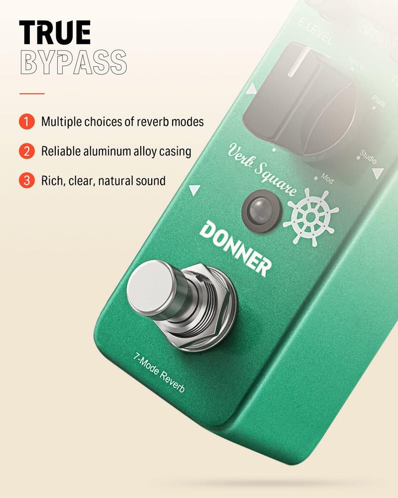 Donner Digital Reverb Guitar Effect Pedal Verb Square with 7 Modes - Image 5