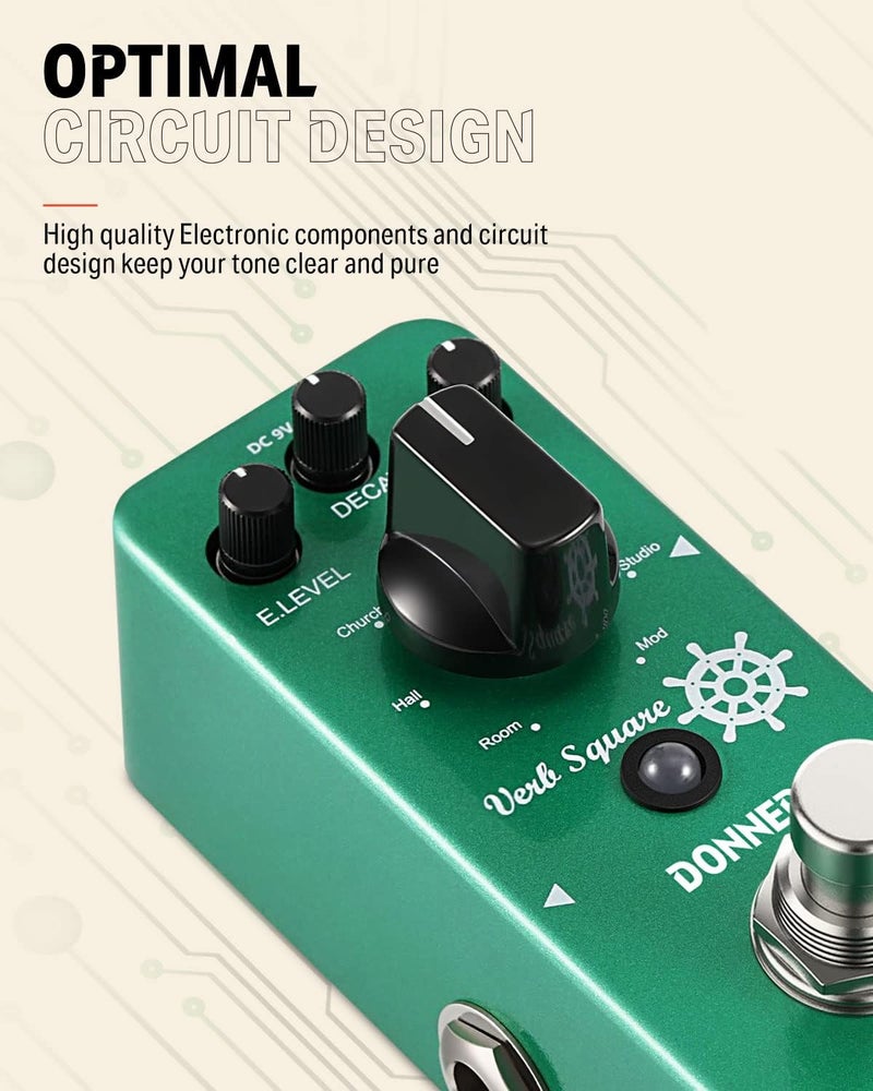 Donner Digital Reverb Guitar Effect Pedal Verb Square with 7 Modes - Image 4