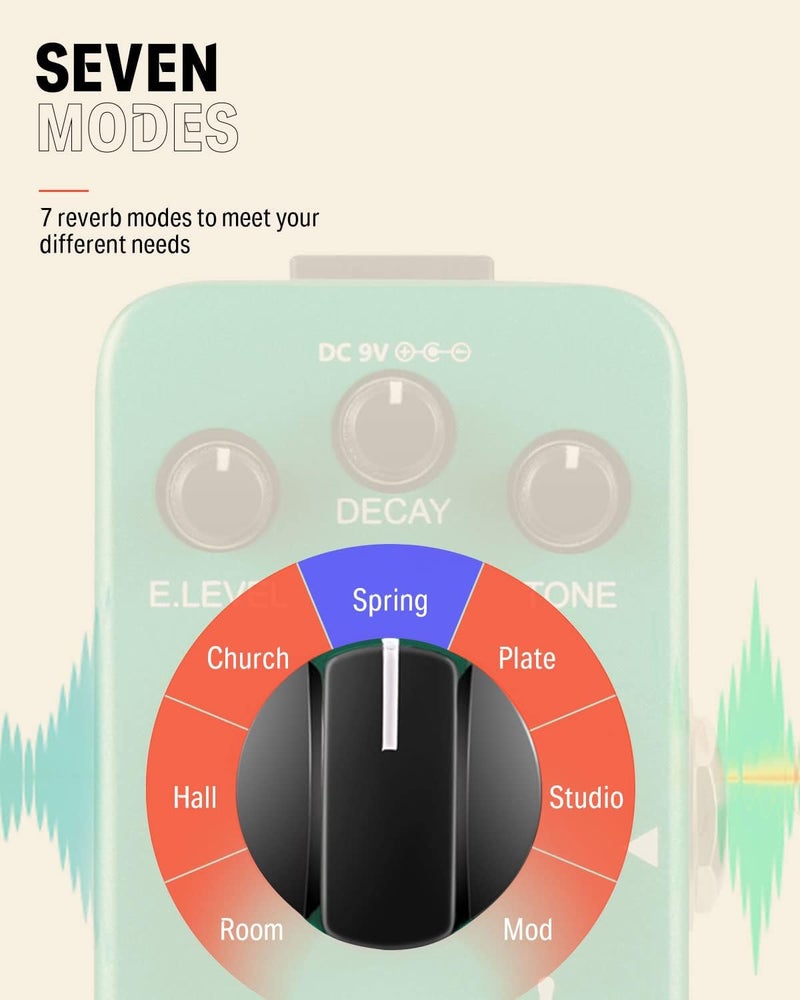 Donner Digital Reverb Guitar Effect Pedal Verb Square with 7 Modes - Image 2